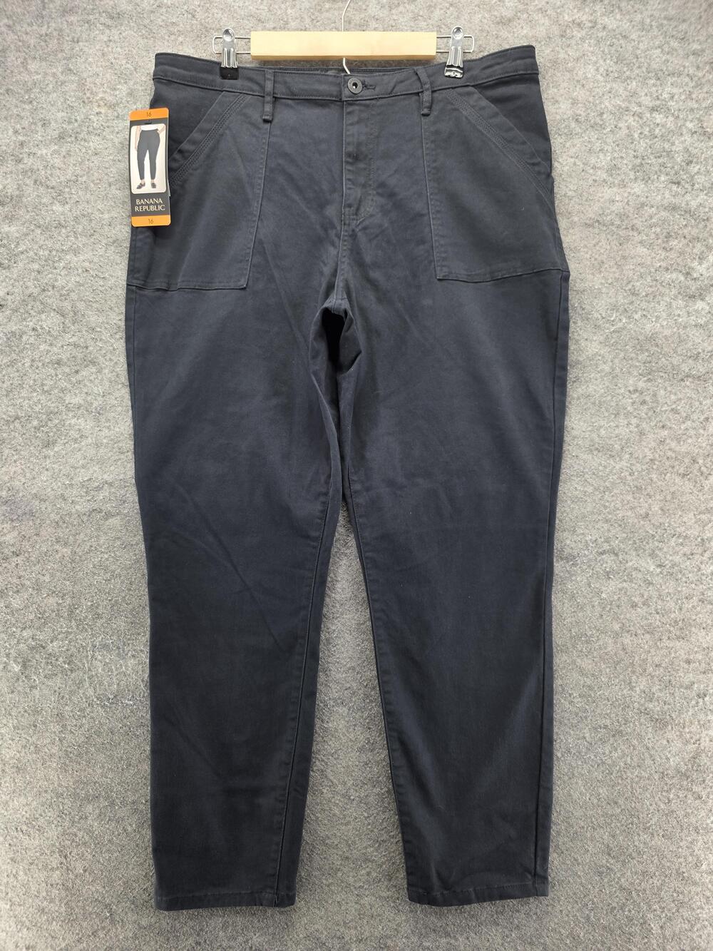 Banana Republic Pants Womens 16 Black Ankle Twill Zip Stretch Pockets 28 In